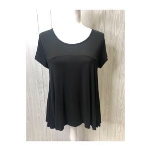 Red BKE Black Blouse OPEN Back lace small